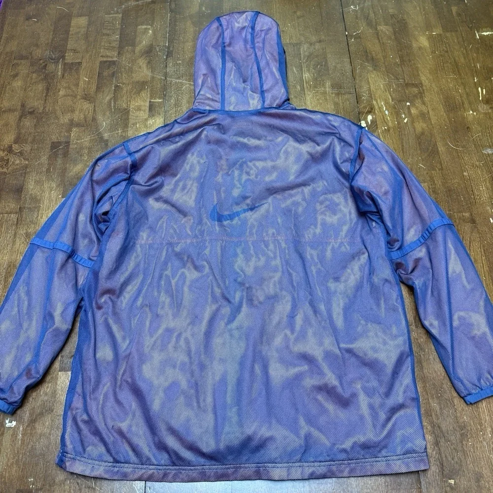 Vtg Nike Windbreaker Jacket Kids XL 16 Purple Orange Mesh Hooded Full Zip Swoosh